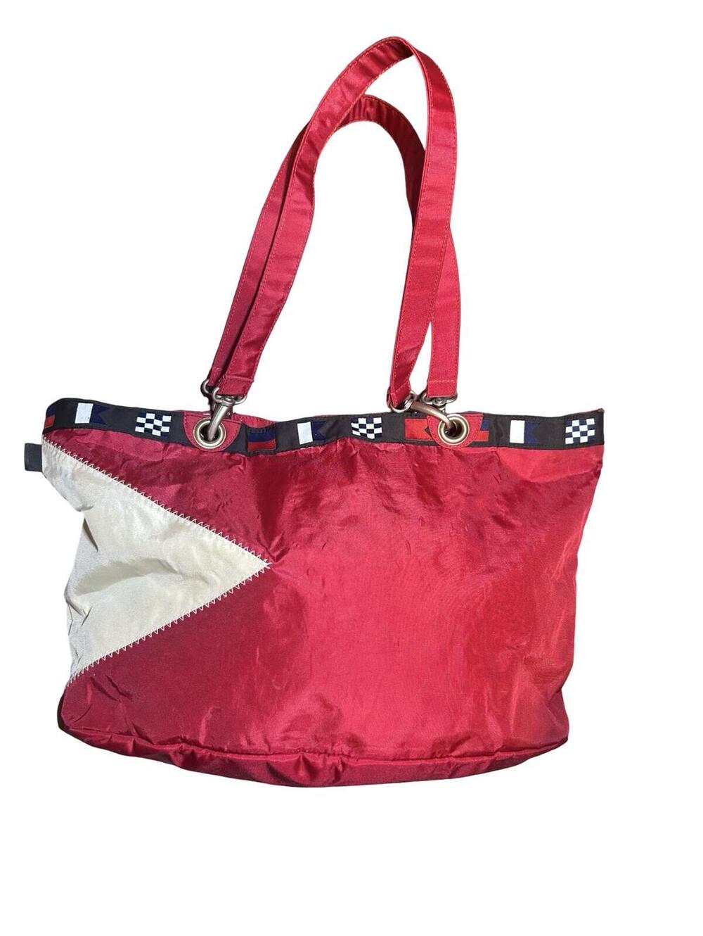 L.L.Bean Red Nautical Flag‎ Nylon Tote Bag Shoulder Bag